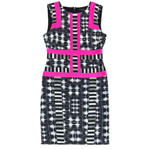 BCBGMaxAzria Black White Hot Pink Sleeveless Dress Size 10P